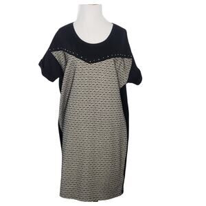 Scotch & Soda Maison Scotch Studded T-Shirt Dress Black Geometric Women Large